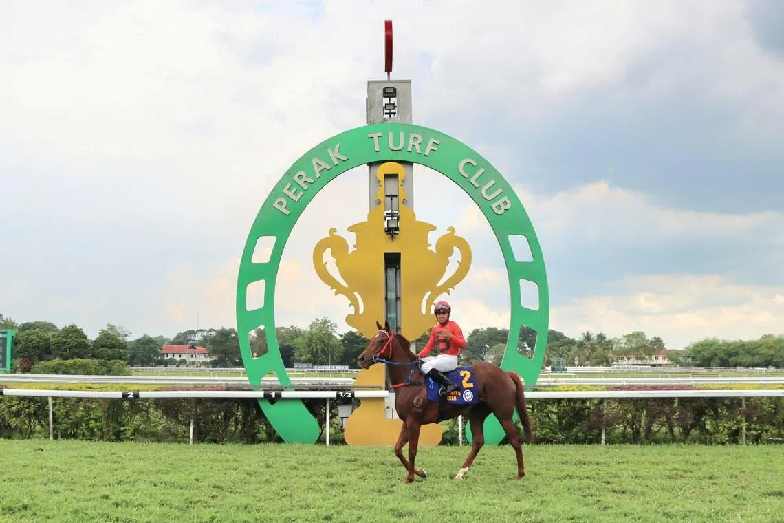 Banker’ssweetheart (Joe Kamaruddin) coming back to scale after their win in the Mitavita Asia Cup (1,100m) in Ipoh on June 13.