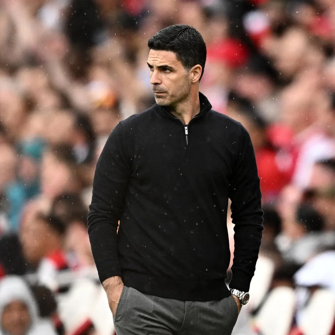 Soccer Football - Premier League - Arsenal v Fulham - Emirates Stadium, London, Britain - May 2, 2026 Arsenal manager Mikel Arteta looks on REUTERS/Dylan Martinez