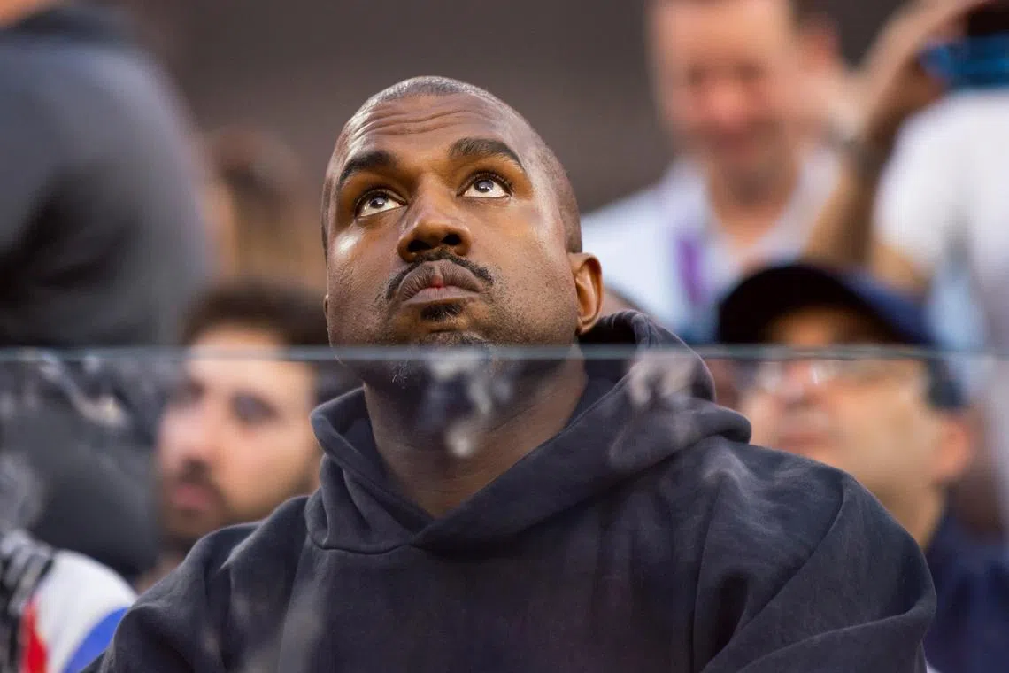 FILE PHOTO: Feb 13, 2022; Inglewood, CA, USA; Rapper/recording artist Kanye West during the Cincinnati Bengals game against the Los Angeles Rams in Super Bowl LVI at SoFi Stadium. Mandatory Credit: Mark J. Rebilas-USA TODAY Sports/File Photo