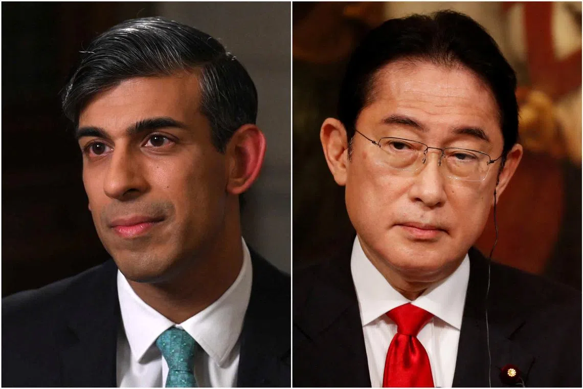 British PM Rishi Sunak (left) is due to meet Japan PM Fumio Kishida.