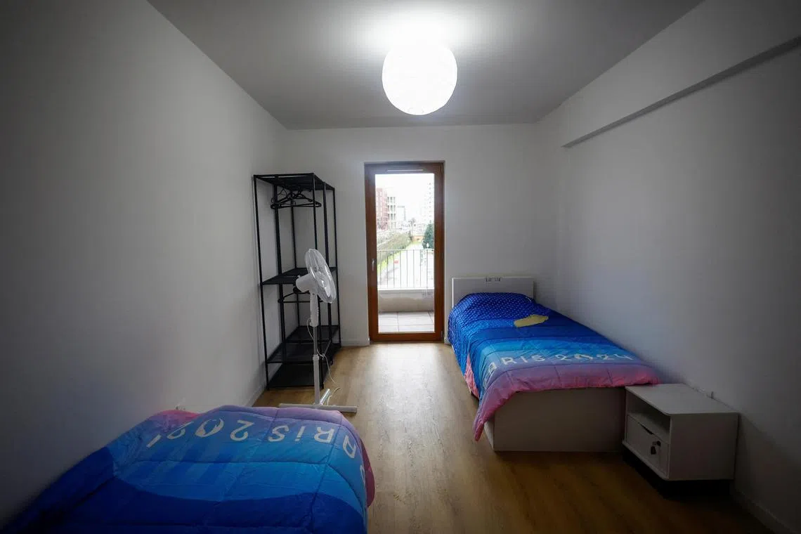 A view shows a room prepared for athletes inside the Olympic and Paralympic Village ahead of the Paris 2024 Games.