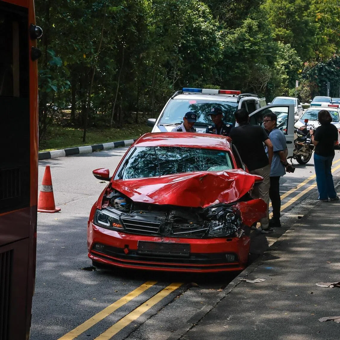 A collision happened between a rental car and an SBS Transit bus on Nov 4 2025.