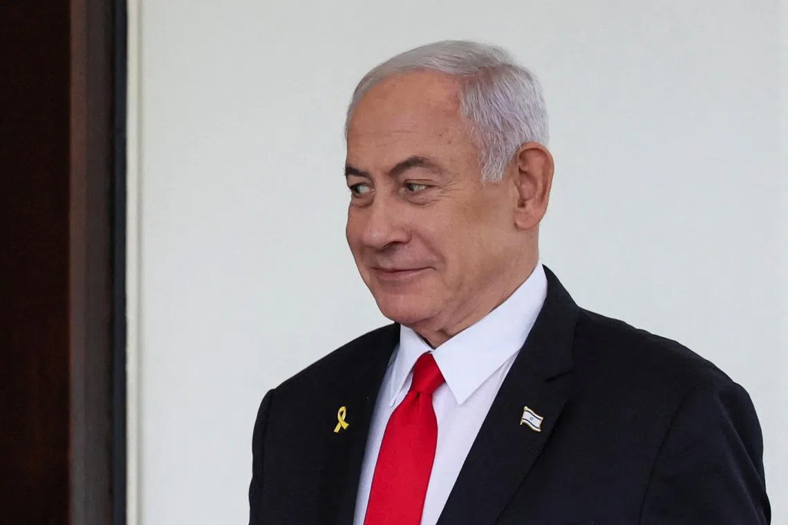 Israeli PM Benjamin Netanyahu's office said he met with the families of hostages Elkana Bohbot and Rom Braslavski on April 10.