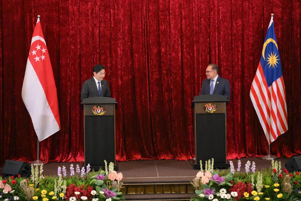 PM Lawrence Wong and his Malaysian counterpart, Datuk Seri Anwar Ibrahim, pledged to take their countries' bilateral relationship to even greater heights.