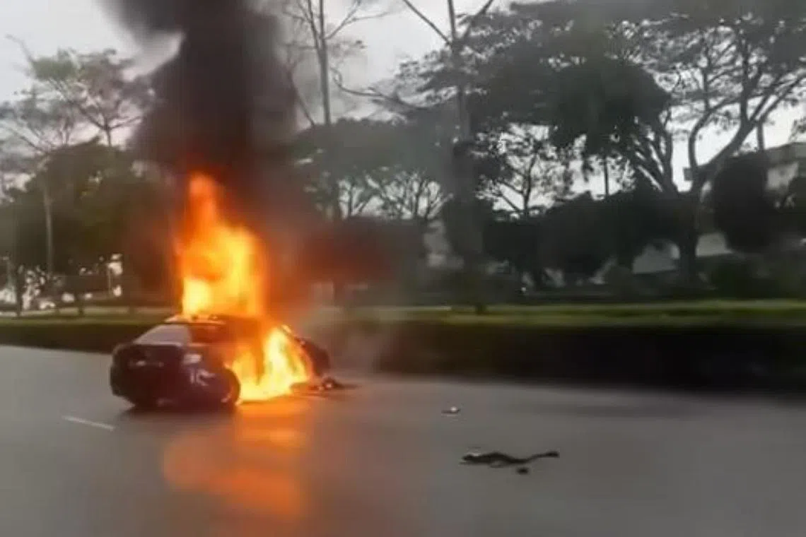 The accident involved a car that skidded on the PIE towards Changi Airport after Pasir Laba Road.