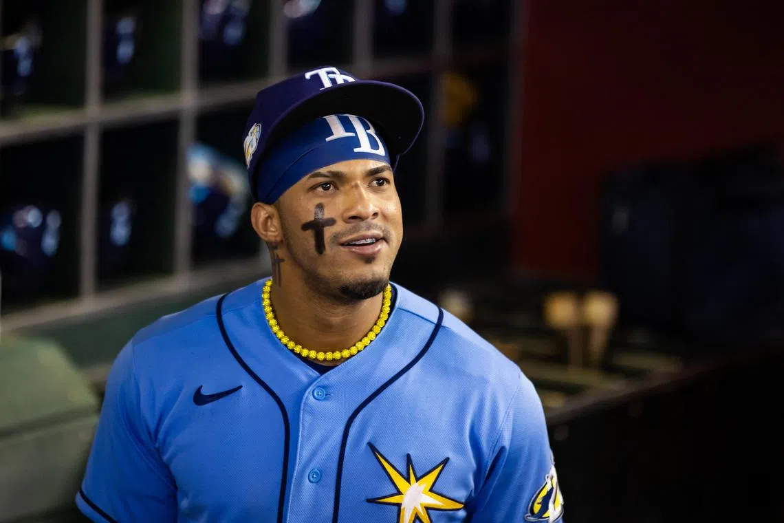 FILE PHOTO: Jun 27, 2023; Phoenix, Arizona, USA; Tampa Bay Rays shortstop Wander Franco prior to the game against the Arizona Diamondbacks at Chase Field. Mandatory Credit: Mark J. Rebilas-USA TODAY Sports/File Photo