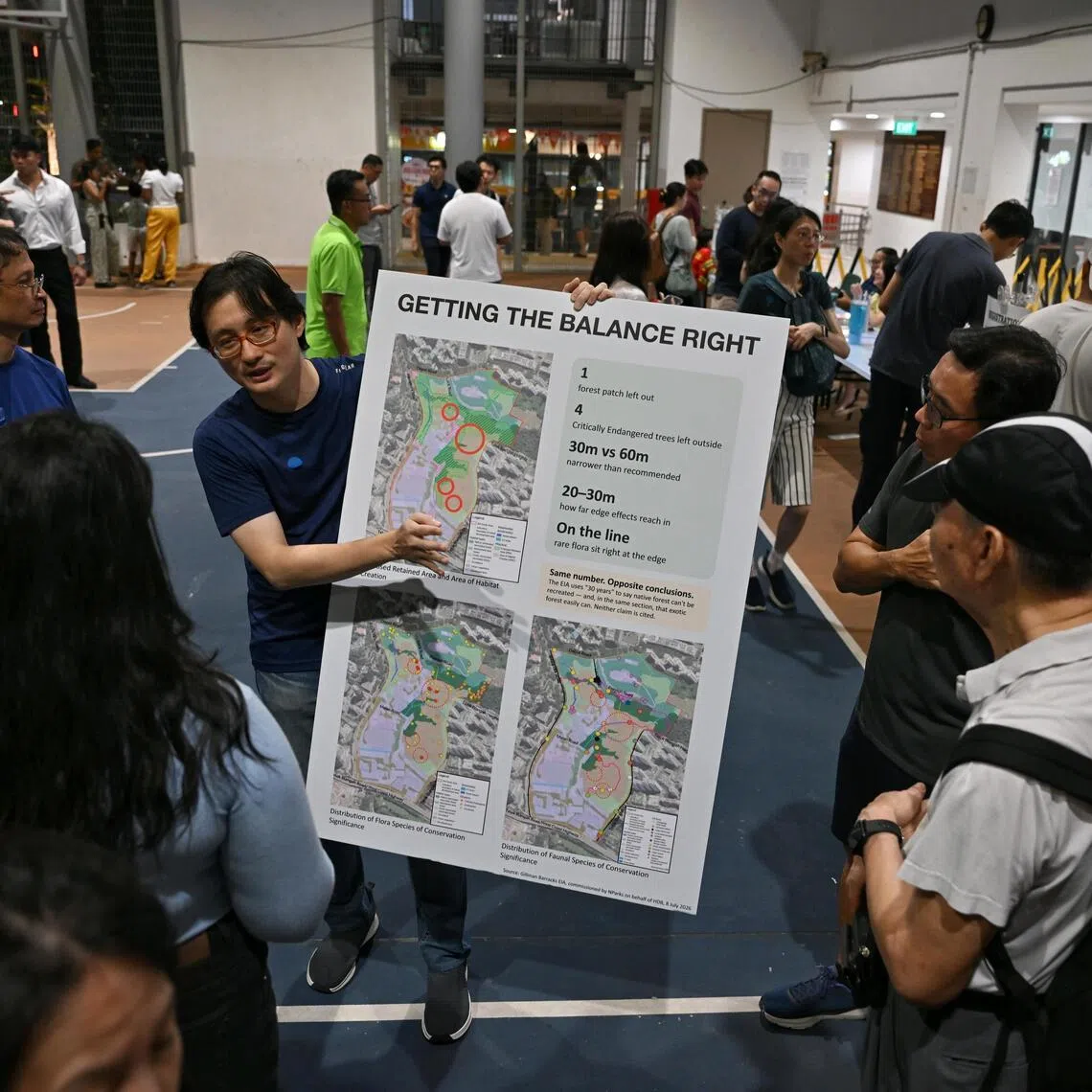 Telok Blangah resident Edward Teoh made a visual banner highlighting his concerns about the redevelopment plan.