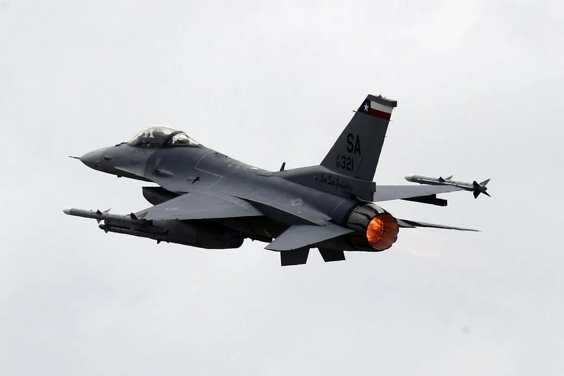 FILE PHOTO: A U.S. Air Force F-16 jet fighter takes off from an airbase during CRUZEX, a multinational air exercise hosted by the Brazilian Air Force, in Natal, Brazil November 20, 2018. REUTERS/Paulo Whitaker/File Photo