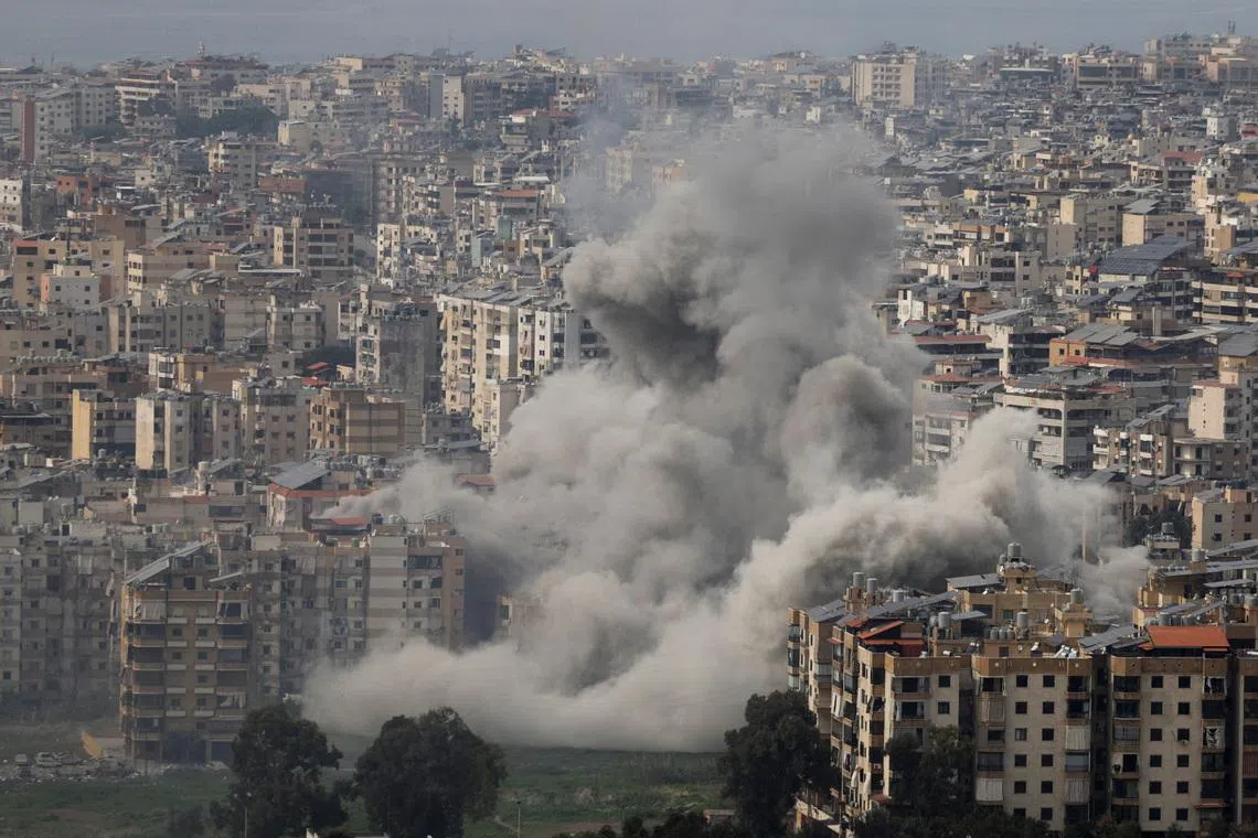 Smoke rises after an Israeli strike on Beirut's southern suburbs, following an escalation between Hezbollah and Israel amid the U.S.-Israeli conflict with Iran, Lebanon, March 6, 2026. REUTERS/Khalil Ashawi