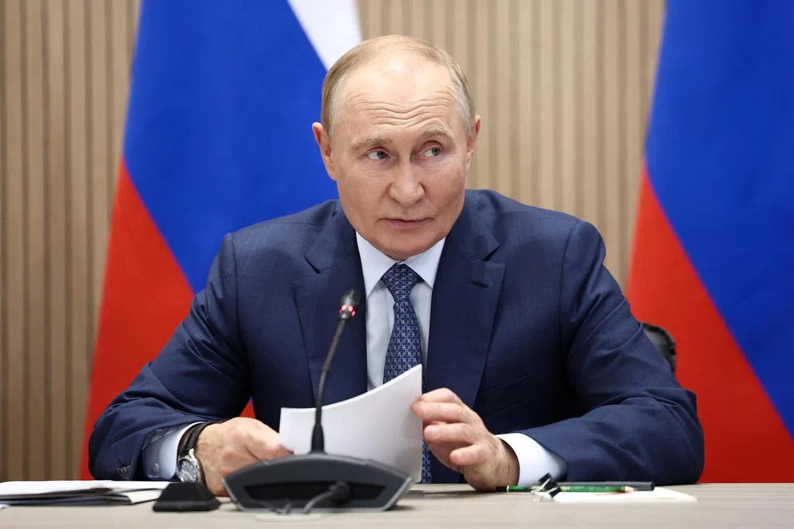 Russian President Vladimir Putin chairs a meeting of the Military-Industrial Commission in Saint Petersburg, Russia September 19, 2024. Sputnik/Valery Sharifulin/Pool via REUTERS ATTENTION EDITORS - THIS IMAGE WAS PROVIDED BY A THIRD PARTY.