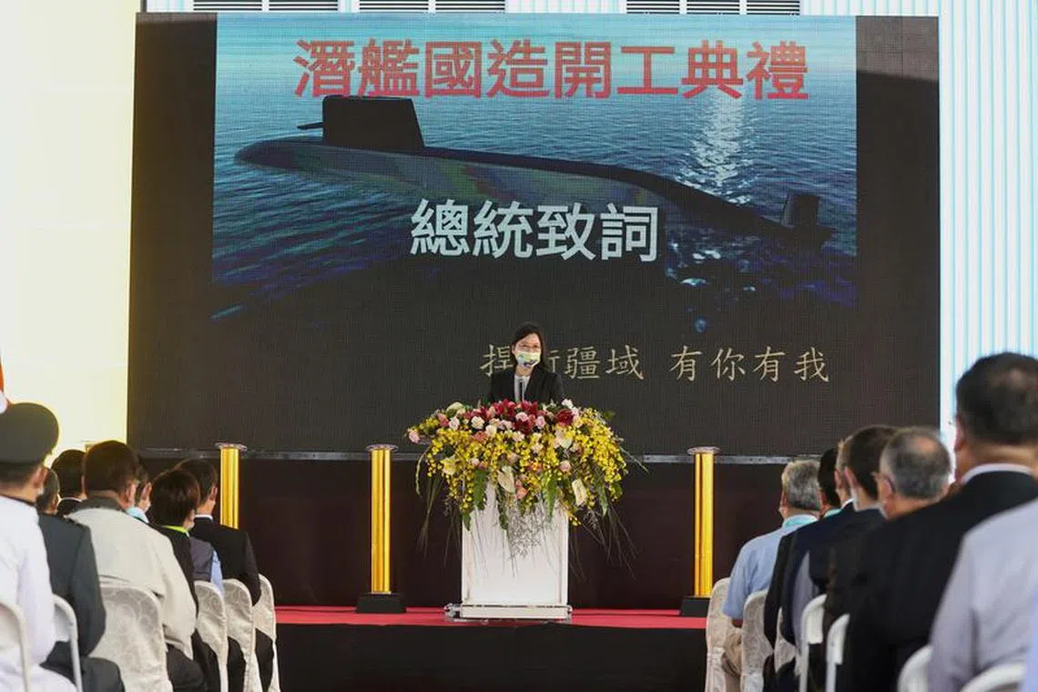 FILE PHOTO: Taiwan President Tsai Ing-wen attends a ceremony for the start of construction of a new submarine fleet in Kaohsiung, Taiwan, November 24, 2020. REUTERS/Ann Wang/File Photo