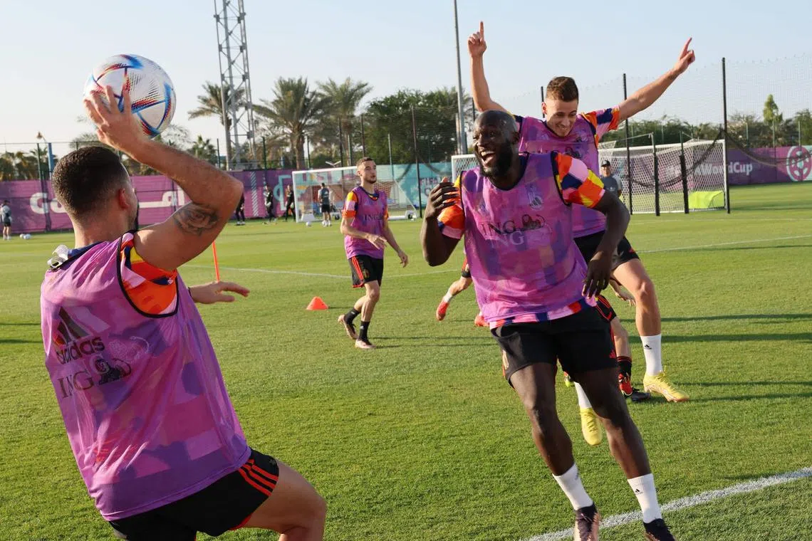 Belgium striker Romelu Lukaku in a training session on Nov 25, 2022.