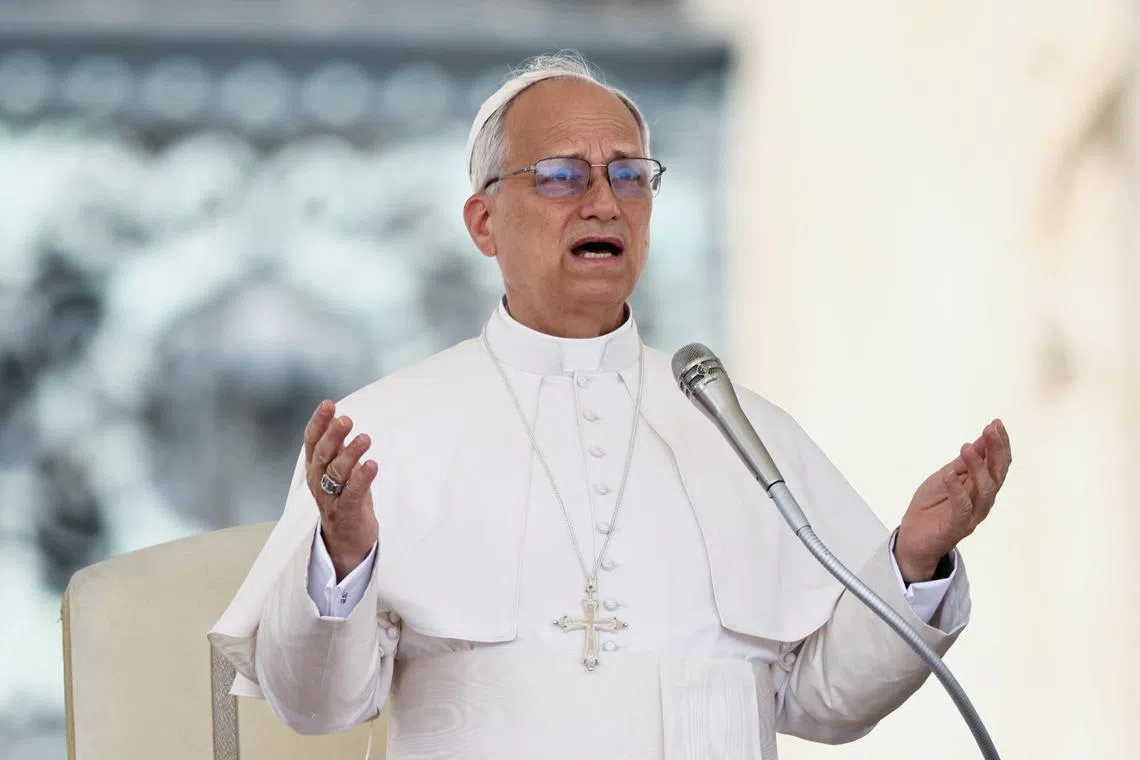 FILE PHOTO: Pope Leo XIV holds general audience in St. Peter's Square, at the Vatican June 18, 2025. REUTERS/Yara Nardi/File Photo