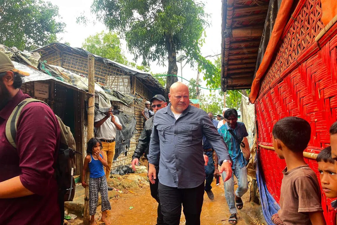 International Criminal Court prosecutor Karim AA Khan visits Kutupalong Rohingya refugee camp in Ukhia on July 6 2023.
