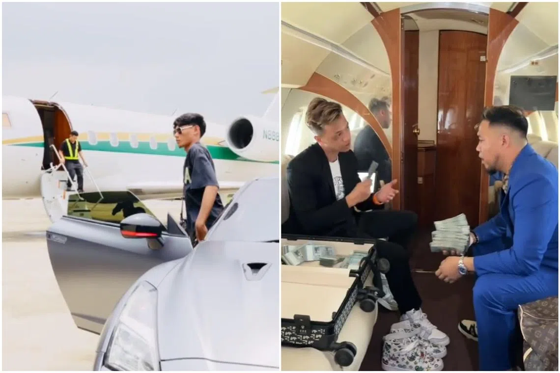 The influencers were seen in their videos boarding the same aircraft with strips of yellow and green by its side.