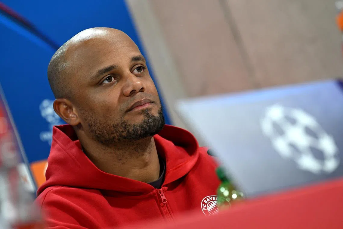 Soccer Football - Champions League - Bayern Munich Press Conference - Saebener Strasse, Munich, Germany - April 7, 2025 Bayern Munich coach Vincent Kompany during the press conference REUTERS/Angelika Warmuth