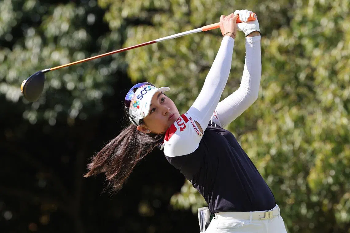 Atthaya Thitikul of Thailand hits a shot during the first round of the LPGA Japan Classic on Nov 3, 2022.