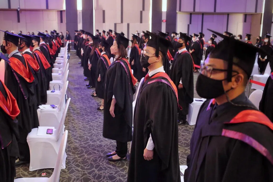 Photo of Mr Teo Jwee Chiang, 72, the oldest graduate from this year's SUSS batch. Mr Teo followed his lifelong dream to get a degree from a local university