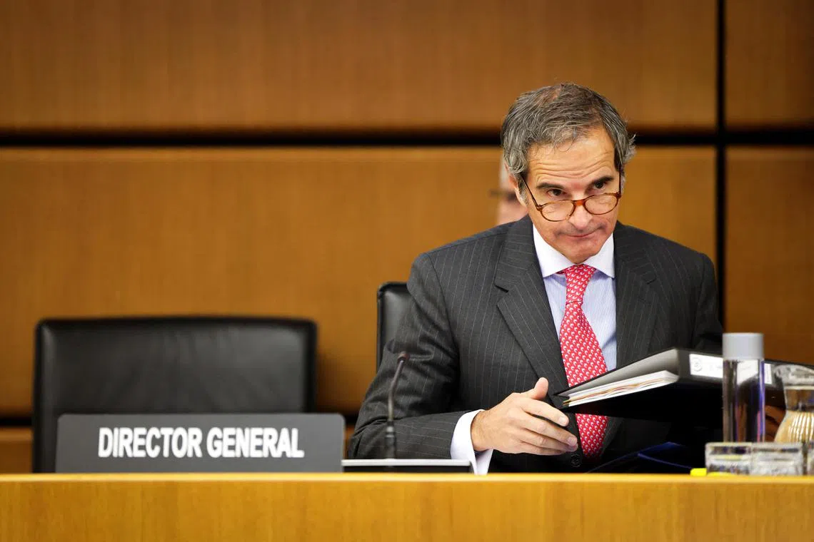 International Atomic Energy Agency (IAEA) Director General Rafael Grossi arrives on the opening day of the agency's quarterly Board of Governors meeting at the IAEA headquarters in Vienna, Austria, November 20, 2024. REUTERS/Lisa Leutner