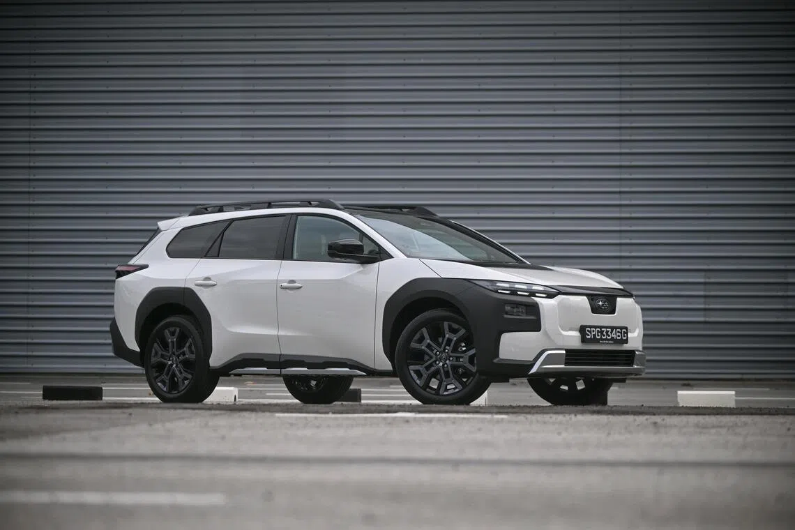 Interior and exterior of the Subaru e-Outback, on Apr 17, 2026.