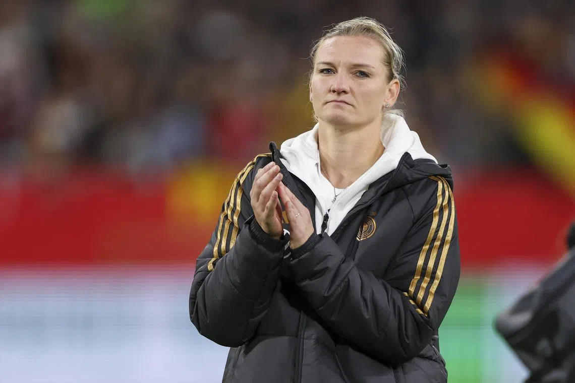 Alexandra Popp of Germany greets supporters after the friendly match against Australia.