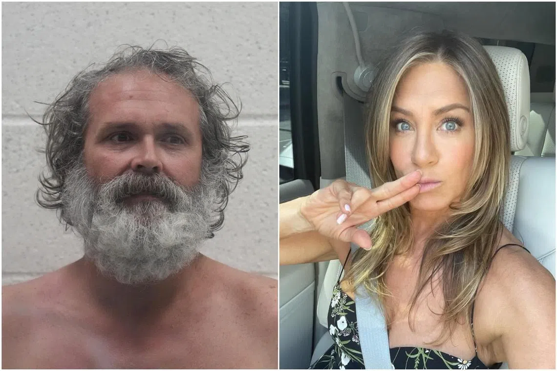 Jimmy Wayne Carwyle (left) is accused of repeatedly harassing Jennifer Aniston over a roughly two-year period starting March 1, 2023.