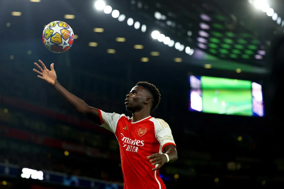 Soccer Football - Champions League - Round of 16 - Second Leg - Arsenal v FC Porto - Emirates Stadium, London, Britain - March 12, 2024 Arsenal's Bukayo Saka REUTERS/Hannah Mckay/File Photo
