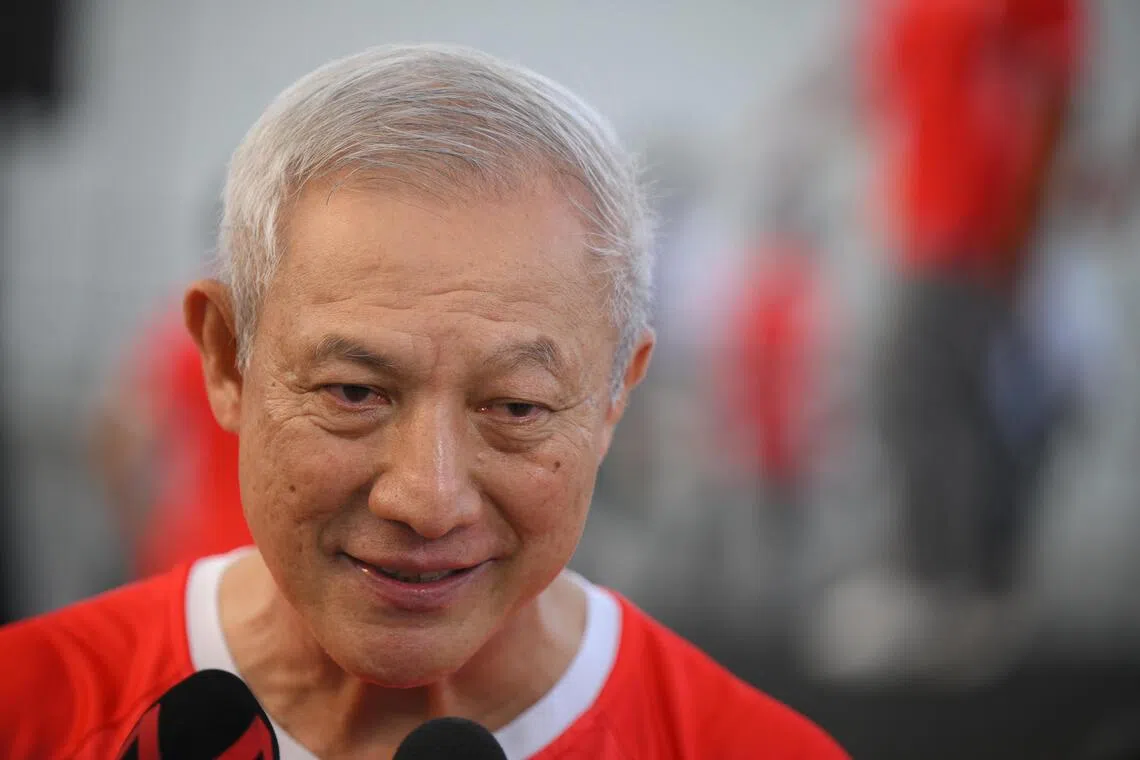 Team Singapore’s chef de mission for the Asian Games Goh Kee Nguan speaking to the media at OCBC Square on Aug 29.
