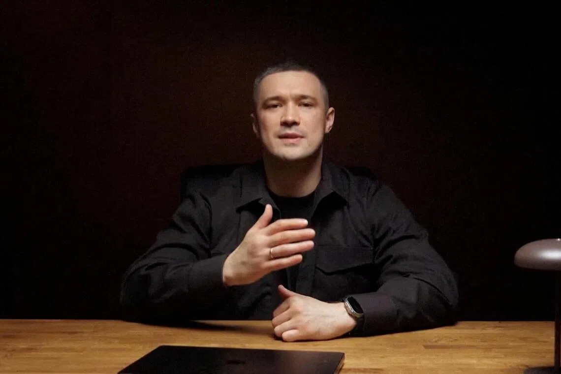 A video still shows ousted Ukrainian defence minister Mykhailo Fedorov addressing Ukrainians and calling for wartime elections.