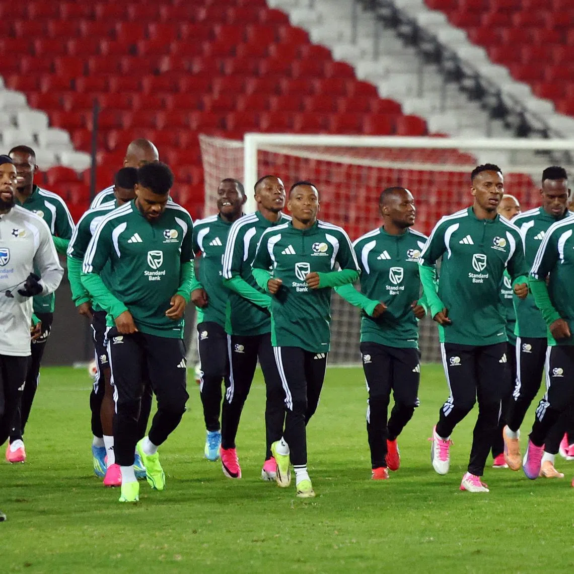 FILE PHOTO: Soccer Football - FIFA World Cup 2026 - South Africa Training - Orlando Stadium, Soweto, South Africa - May 28, 2026 South Africa players during training REUTERS/Siphiwe Sibeko/File Photo