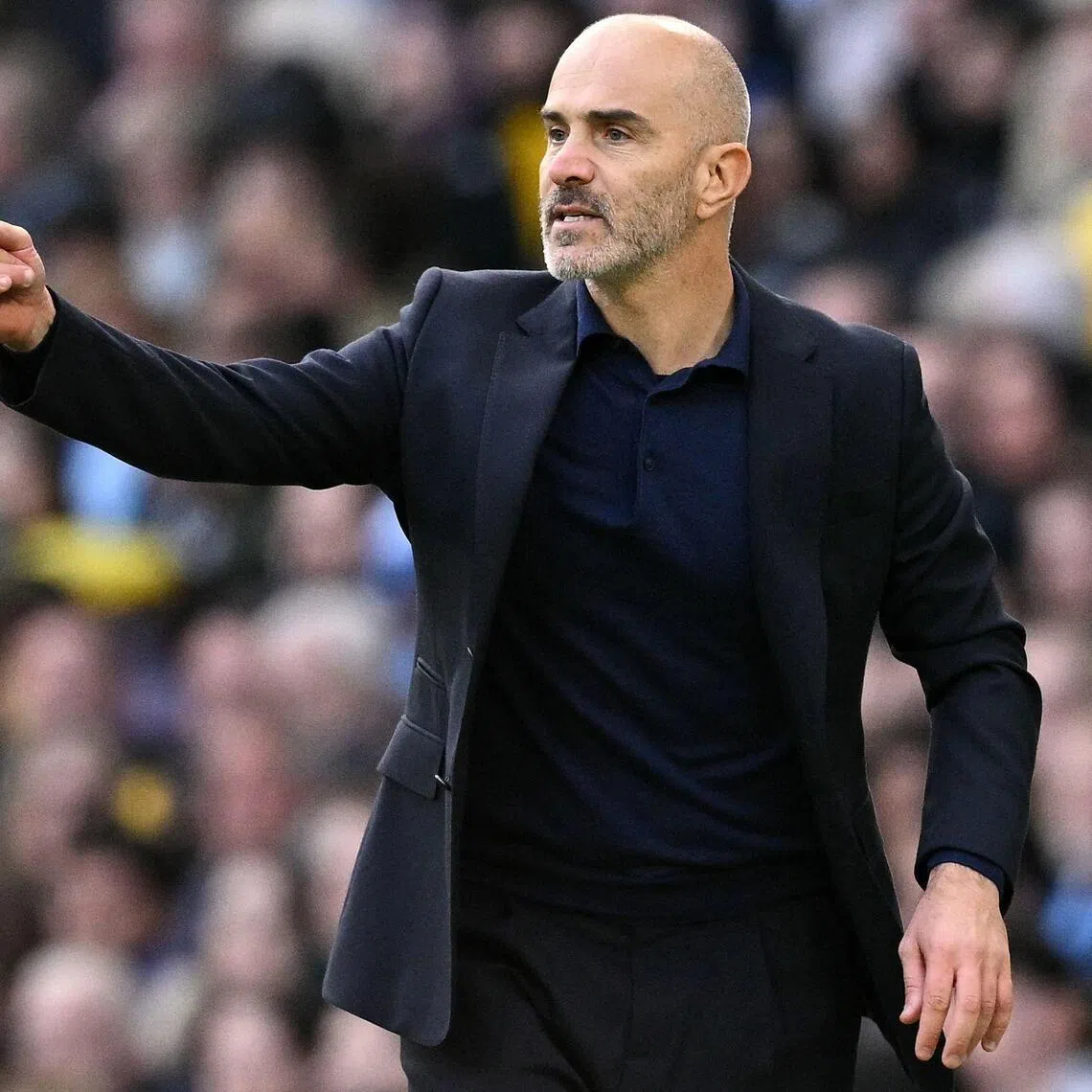 Manchester City’s manager Enzo Maresca reacting during their English Premier League match against Ipswich Town in Manchester, England, on Oct 17.