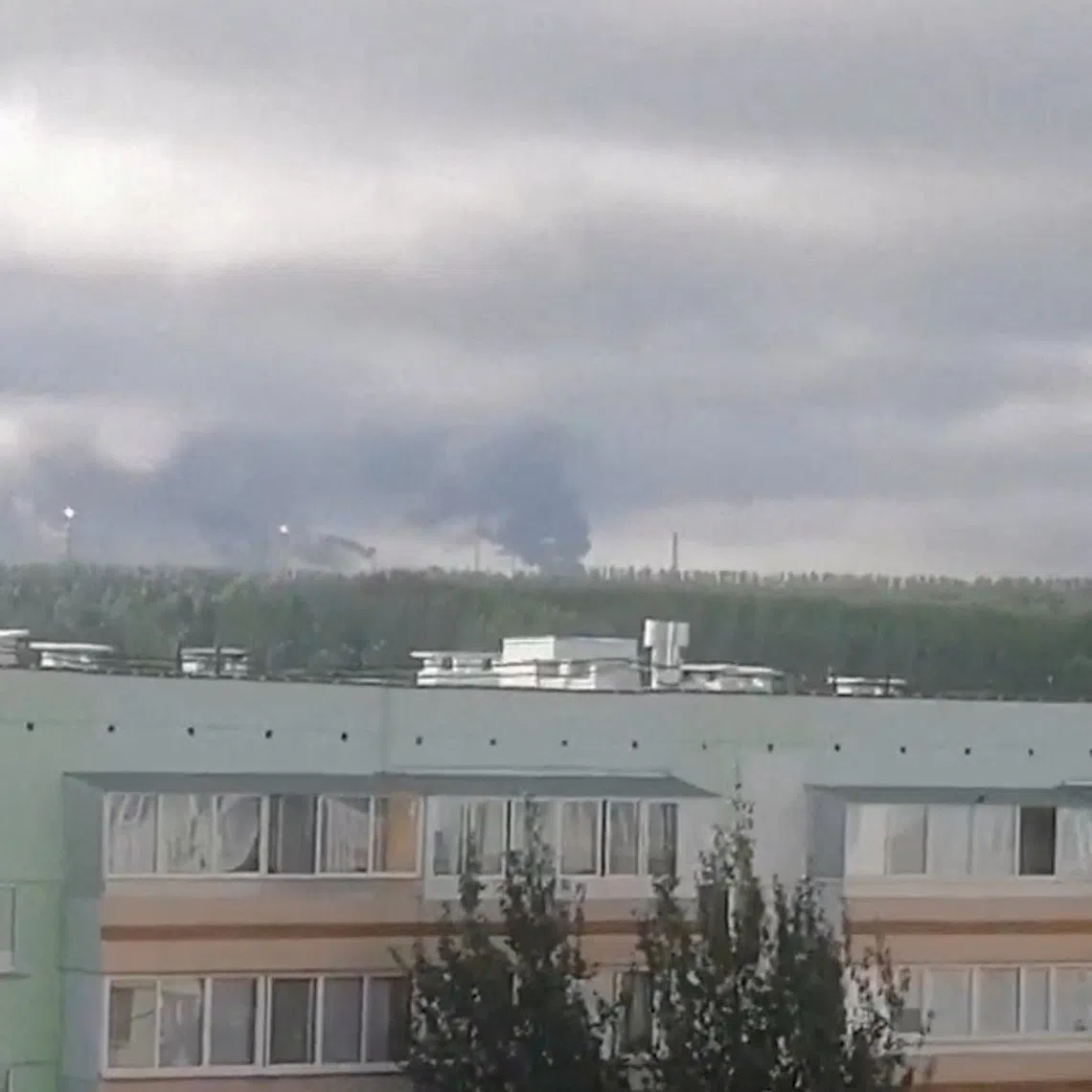 Smoke rises from an oil refinery after what authorities said was a Ukrainian drone attack, in the course of Russia-Ukraine conflict, in Nizhnekamsk, Tatarstan Region, Russia, August 10, 2026, in this still image obtained from a social media video. Social Media/via REUTERS
