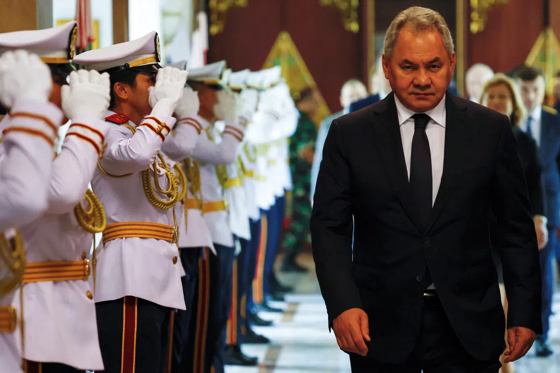 Russian Security Council Secretary Sergei Shoigu leaves following his meeting in Jakarta, Indonesia, February 25, 2025. REUTERS/Ajeng Dinar Ulfiana
