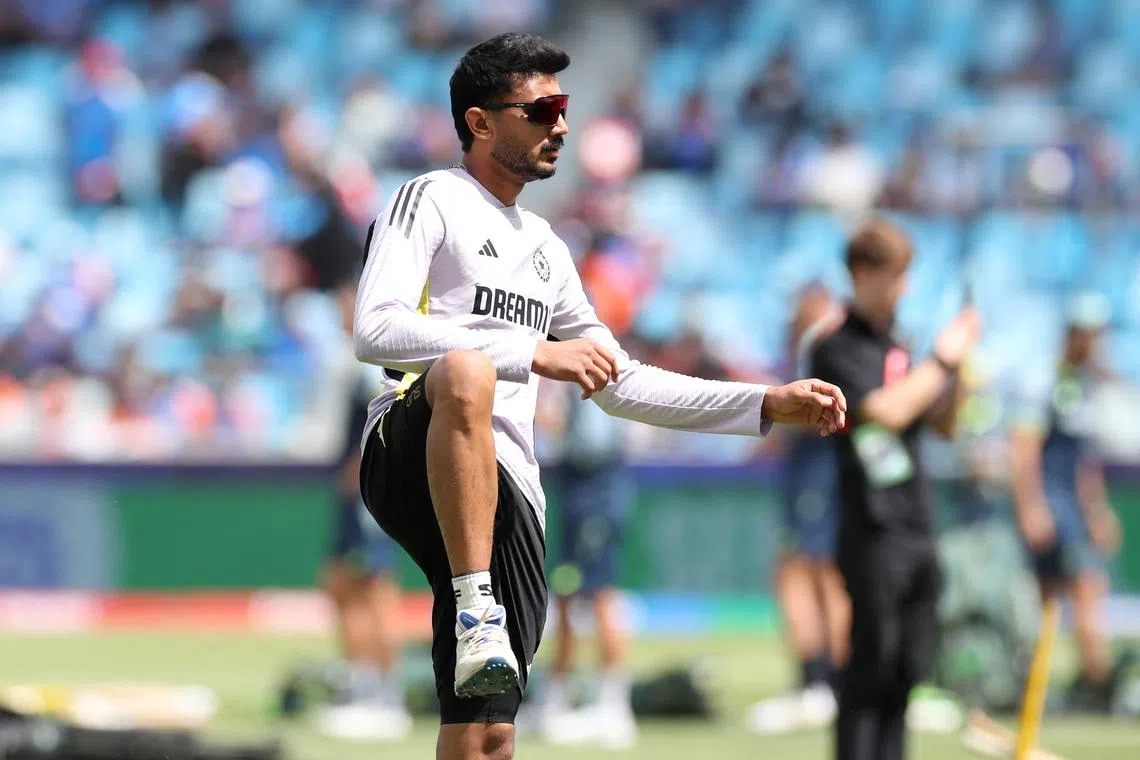 FILE PHOTO: March 4, 2025 India's Axar Patel during the warm up before the match REUTERS/Satish Kumar/File Photo