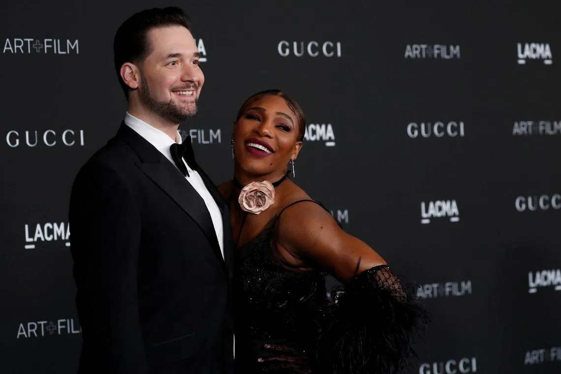 FILE PHOTO: U.S. tennis player Serena Williams and husband, Reddit Co-founder Alexis Ohanian pose at the LACMA Art+Film Gala in Los Angeles, California, U.S. November 6, 2021. REUTERS/Mario Anzuoni/File Photo