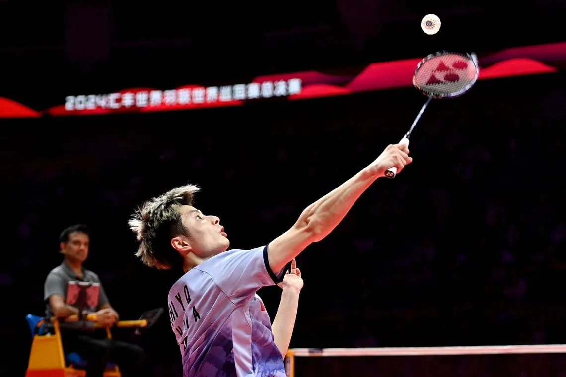 China's Shi Yuqi defeats Denmark's Anders Antonsen to win the BWF World Tour Finals.