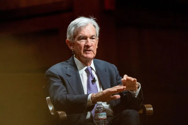 US Federal Reserve Chairman Jerome Powell speaking at a dialogue at Harvard University in Cambridge, Massachusetts, on March 30, 2026.