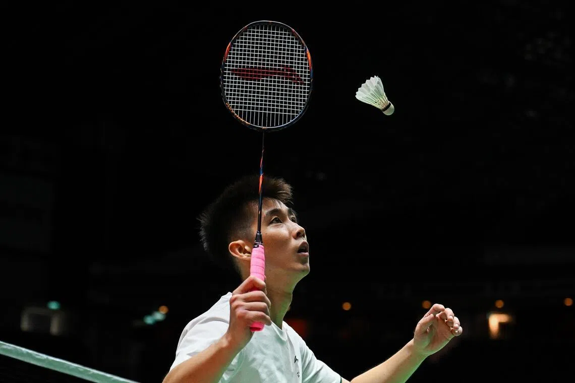 Singapore's Loh Kean Yew in training ahead of the May 26-31 KFF Singapore Badminton Open at the Singapore Indoor Stadium.