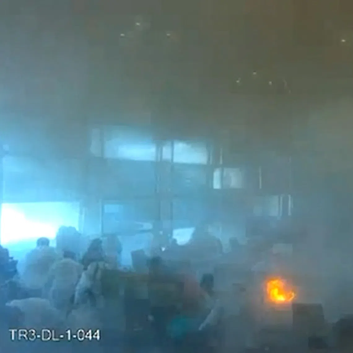 A screengrab taken from CCTV footage released by the Saudi Media Ministry shows the moment Riyadh’s international airport International was hit by a Houthi strike on Oct 10.