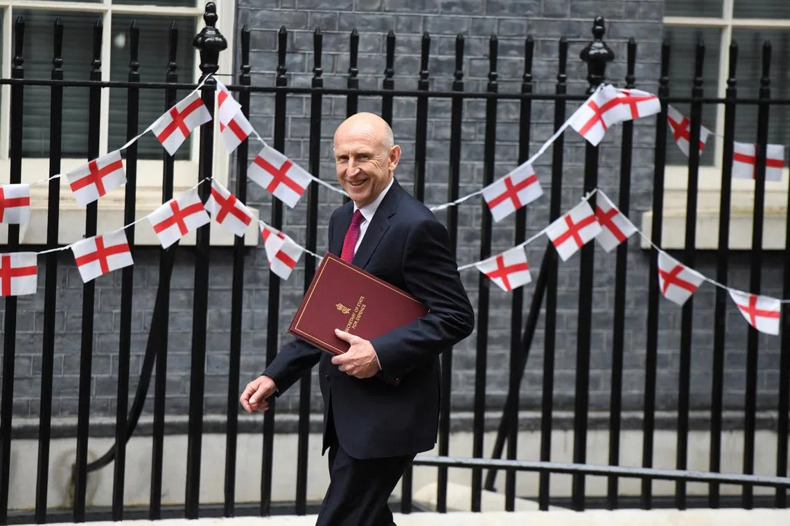 Britain's Secretary of State for Defence John Healey walks outside Downing Street in London, Britain, July 9, 2024. REUTERS/Chris J. Ratcliffe/ File Photo