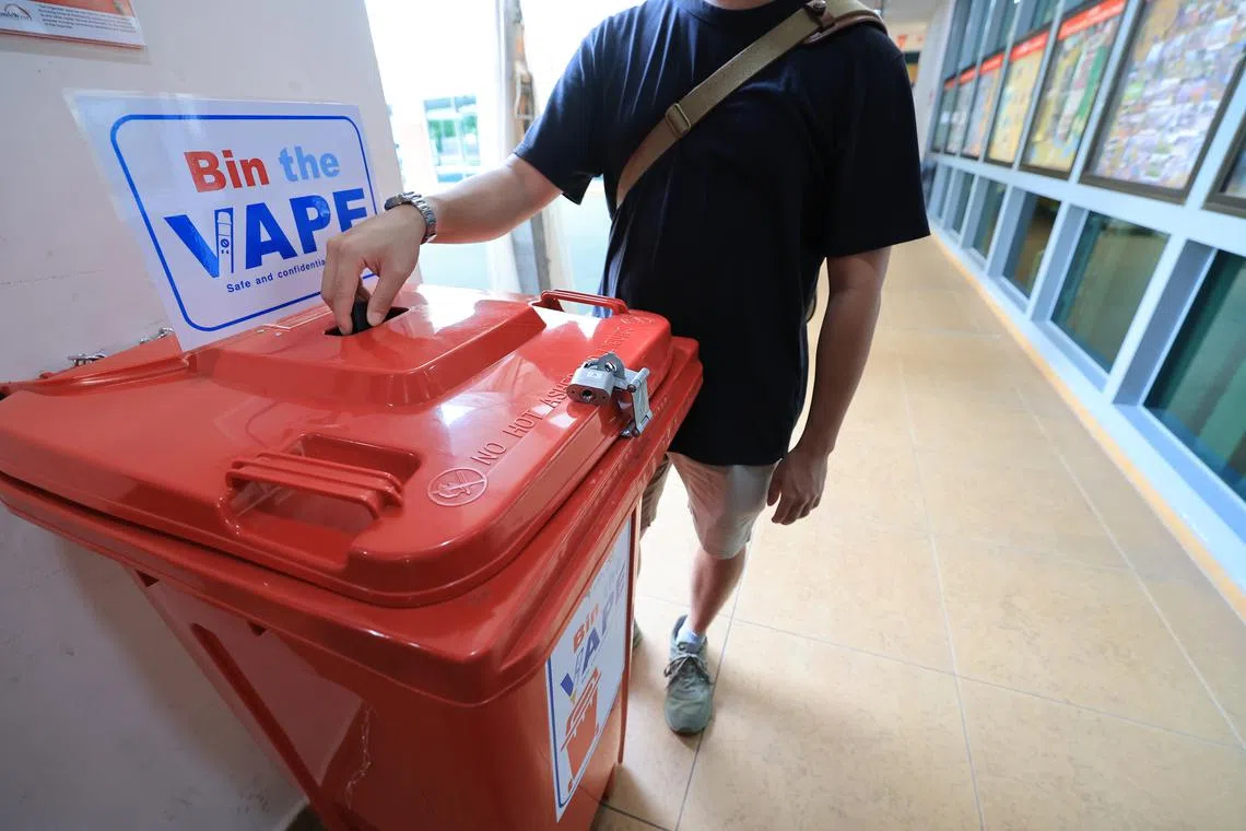 A CCTV camera aimed at the bin deters theft of the disposed vapes and tampering, but had sparked concerns among some about being watched or identified.