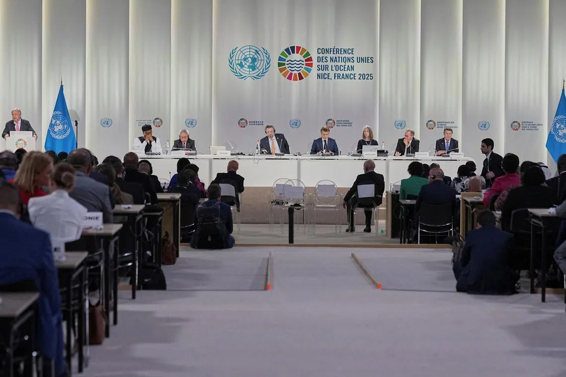 General view of the opening of the third UN Ocean Conference Monday, June 9, 2025 in Nice, France.  Laurent Cipriani/Pool via REUTERS