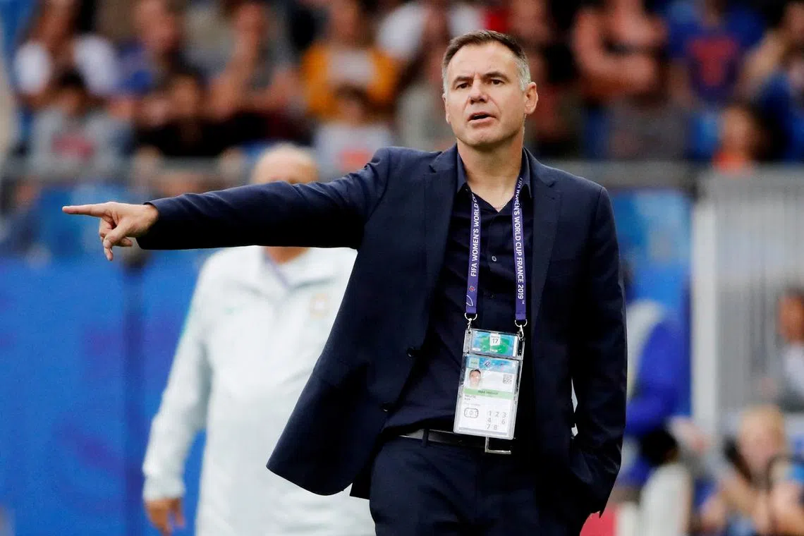 FILE PHOTO: Soccer Football - Women's World Cup - Group C - Australia v Brazil - Stade de La Mosson, Montpellier, France - June 13, 2019 Australia coach Ante Milicic reacts during the match REUTERS/Jean-Paul Pelissier/File Photo