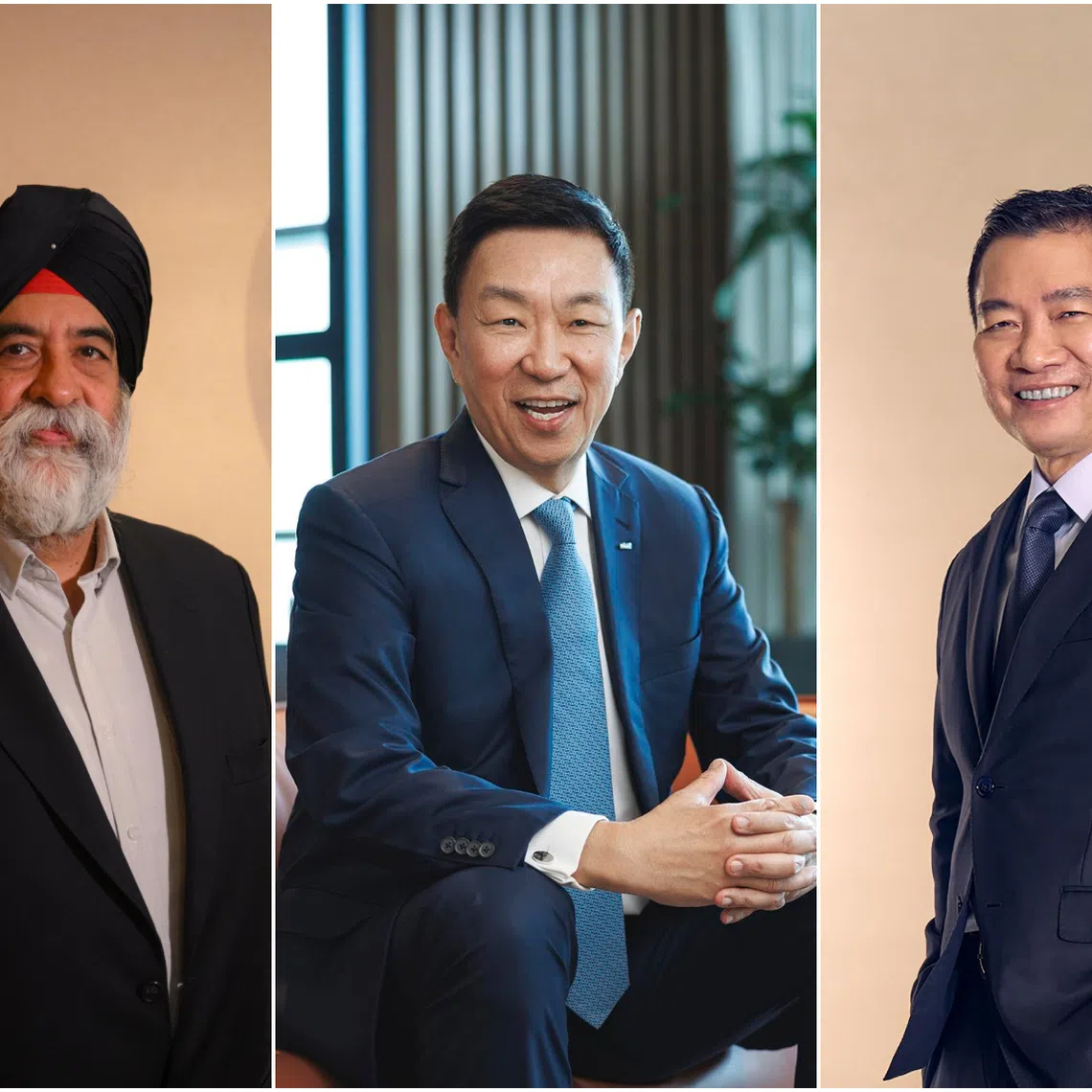 (From left) Thakral Corporation CEO Inderbethal “Bethal” Singh Thakral, Keppel CEO Mr Loh Chin Hua, and SGX Group CEO Loh Boon Chye.