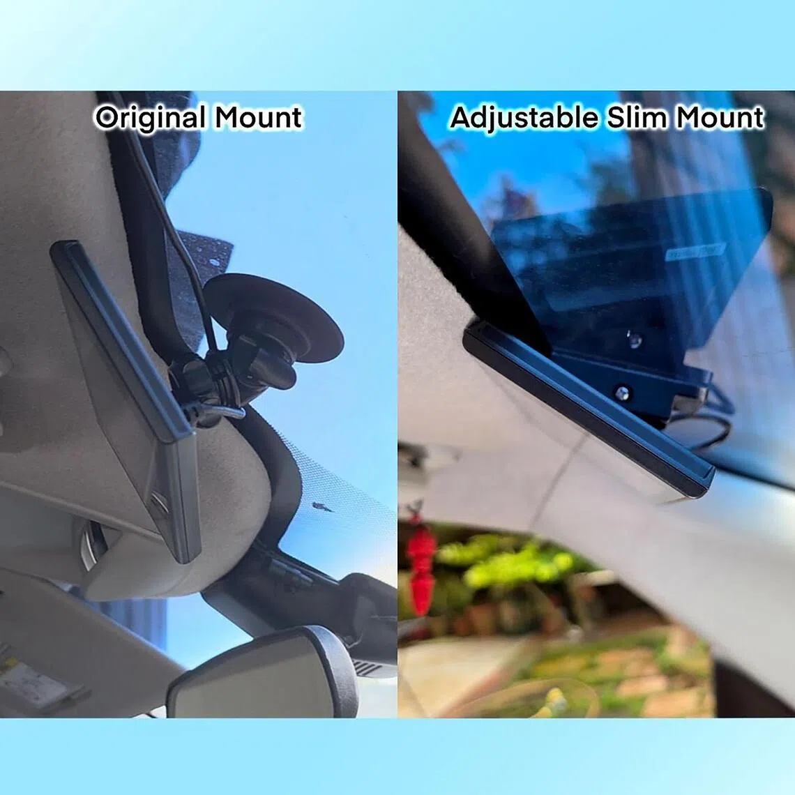Slim OBU screen mounts are advertised for sale on various online platforms.