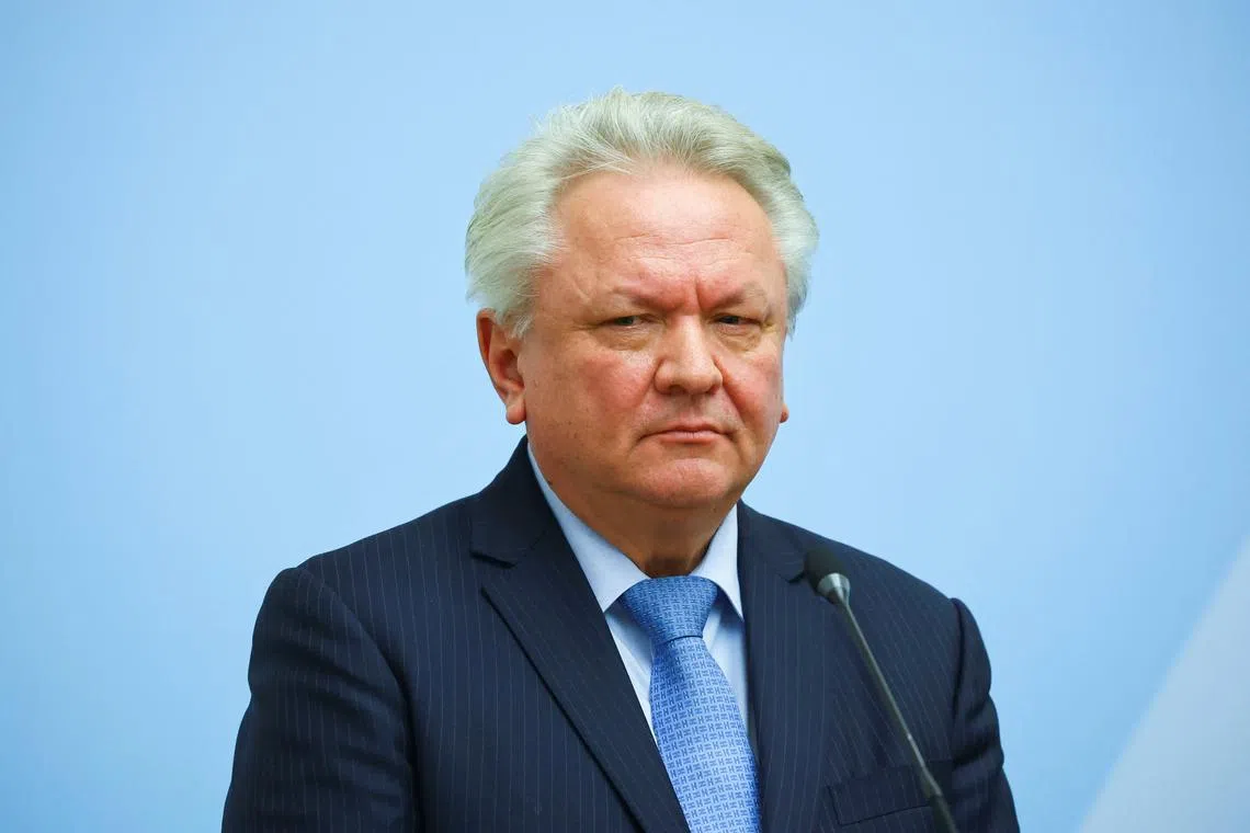 FILE PHOTO: Rheinmetall AG's CEO Armin Papperger addresses the media on the Puma battle tanks, following a meeting at the Ministry of Defence in Berlin, Germany, January 13, 2023. REUTERS/Fabrizio Bensch/File Photo