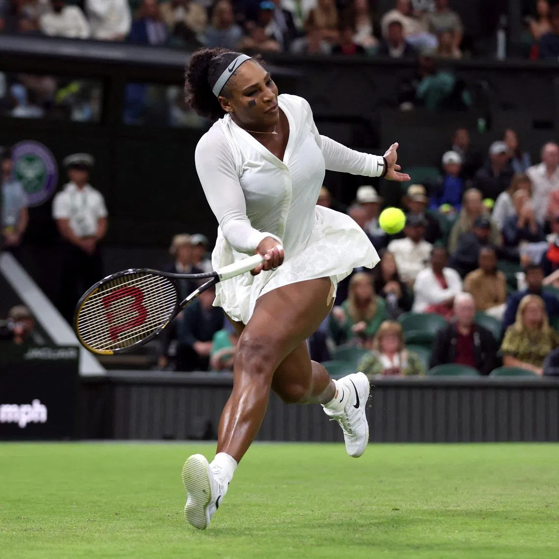 FILE PHOTO: Tennis - Wimbledon - All England Lawn Tennis and Croquet Club, London, Britain - June 28, 2022 Serena Williams of the U.S. in action during her first round match against France's Harmony Tan REUTERS/Matthew Childs/File Photo