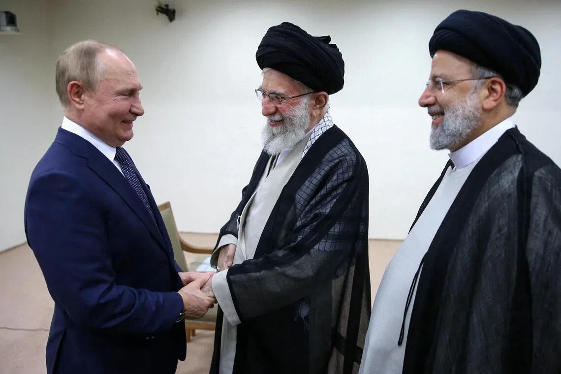 Russian President Vladimir Putin meeting Iran’s supreme leader Ayatollah Ali Khamenei in Tehran in July 2022.