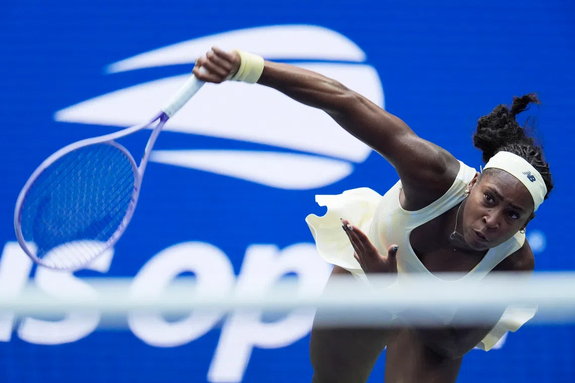 Tennis - U.S. Open - Flushing Meadows, New York, United States - September 5, 2026 Coco Gauff of the U.S. in action during her third round match against Spain's Cristina Bucsa REUTERS/Eduardo Munoz