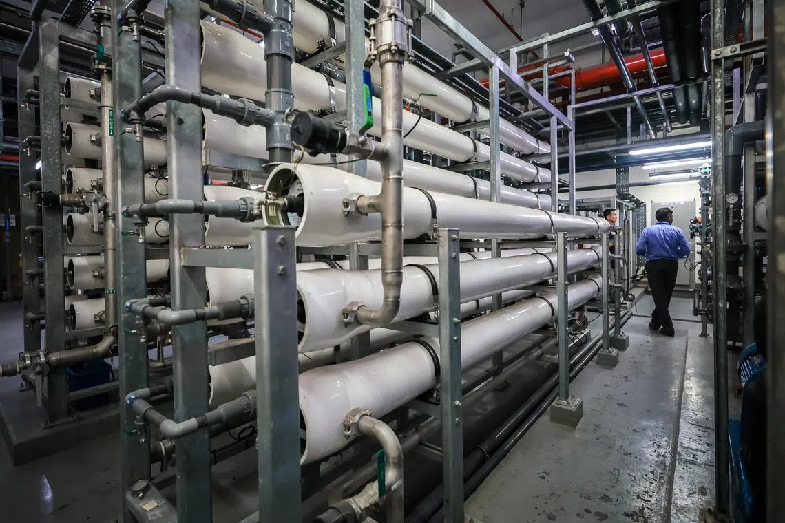 Reverse Osmosis (RO) Reject Recovery System in the Ultra Pure Water (UPW) plant at Hoya Electronics in Tampines, July 31, 2023.